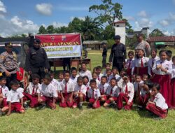 Peduli Dunia Pendidikan, Brimob Kalteng Dirikan Dapur Lapangan Di Sekolah.