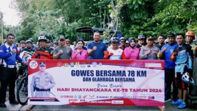 Secara Resmi! Ketua Bhayangkari Poso Lepas Gowes Madago Raya dengan Rute Poso – Torau Tentena