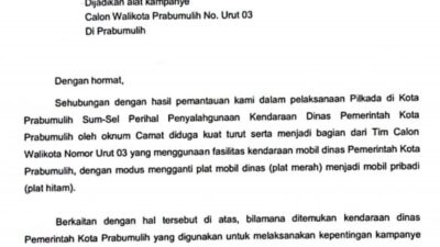 Penggunaan Fasilitas Negara dan Pengerahan ASN Pemkot Prabumulih di Kampanye Paslon, Dilaporkan ke Kejati Sumsel