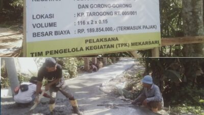 Melalui Anggaran Dana Desa 2024, Pemdes Mekar Sari Giat Mengerjakan Betonisasi Jalan Desa