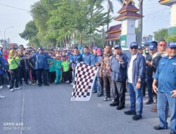 Paslon Yusuf-Bayu Lepas Ribuan Peserta Jalan Santai dan Senam Ceria Relawan Pakam Bersatu