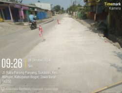 Proyek Cor Beton Jalan Pemkab Janala – Lebak Wangi Rumpin Sudah Terealisasi 50 Persen