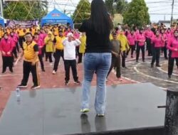 Peringati HUT Bayangkara, Bupati Bangkep Hadiri Kegiatan Senam bersama di Mako Polres Bangkep