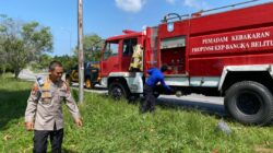 Gerak Cepat Polda Babel Dan Damkar, Padamkan Karhutla Di Jalur Perkantoran Gubernur