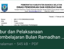 Disdikbud Bangka Selatan Umumkan Pengaturan Kegiatan Pembelajaran Selama Ramadhan dan Libur Idul Fitri 1447 H