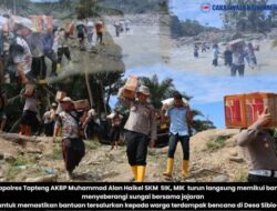 Hari Kedua Ramadan, Kapolres Tapanuli Tengah Pimpin Penyaluran Bansos Kepada Warga Terdampak Bencana di Desa Sibio-bio 