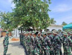 Dengan Semangat Dansatgas Kodim 0116 Nagan Raya berikan Arahan Kepada Personil Satgas TMMD ke 127