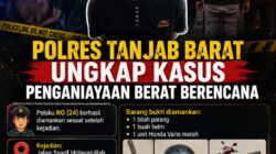 Satreskrim Polres Tanjab Barat Ungkap Kasus Penganiayaan Berencana, Pelaku dan Barang Bukti Diamankan.