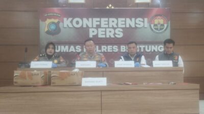 Satreskrim Polres Belitung Gagalkan Penyeludupan Pasir Timah llegal Ratusan Kilogram ke Jakarta