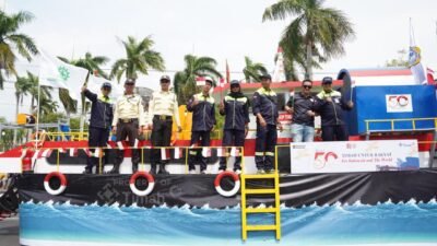 PT TIMAH Arak Kapal Isap di Pawai HUT RI ke-81 Pangkalpinang, Usung Pesan Operasional Laut