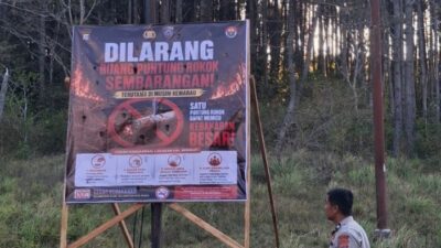 Cegah Karhutla, Polresta Banggai Pasang Spanduk Larangan Buang Puntung Rokok di Hutan
