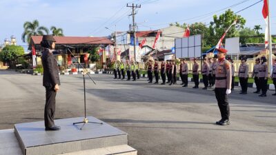Tegak Khidmat di Halaman Mapolresta, Personel Deli Serdang Kobarkan Semangat Pengabdian di HUT ke-81 RI